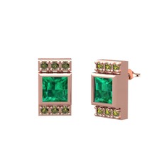Yeşil kuvars ve peridot 14 ayar rose altın küpe