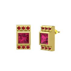 Minimal Lyn Küpe - Rodolit garnet ve garnet 925 ayar altın kaplama gümüş küpe #iju2hx