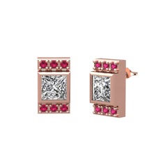 Minimal Lyn Küpe - Swarovski ve rodolit garnet 8 ayar rose altın küpe #juhr6w