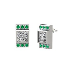 Minimal Lyn Küpe - Swarovski ve yeşil kuvars 8 ayar beyaz altın küpe #kmkkrg