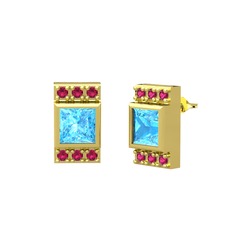 Minimal Lyn Küpe - Akuamarin ve rodolit garnet 14 ayar altın küpe #nxcd1w