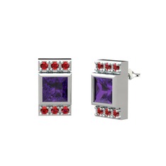 Minimal Lyn Küpe - Ametist ve garnet 925 ayar gümüş küpe #o3krdj