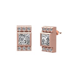 Minimal Lyn Küpe - Swarovski ve beyaz zirkon 18 ayar rose altın küpe #s50rz3