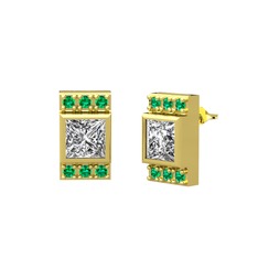 Minimal Lyn Küpe - Swarovski ve yeşil kuvars 18 ayar altın küpe #sbs3ie