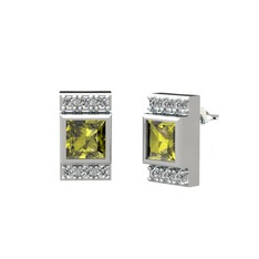 Peridot ve swarovski 8 ayar beyaz altın küpe
