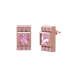 Minimal Lyn Küpe - Pembe kuvars 18 ayar rose altın küpe #ucv03f