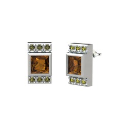 Minimal Lyn Küpe - Dumanlı kuvars ve peridot 925 ayar gümüş küpe #x3lnwe