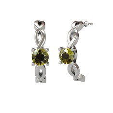 Peridot 14 ayar beyaz altın küpe