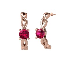 Rodolit garnet 18 ayar rose altın küpe