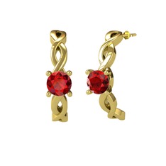 Garnet 18 ayar altın küpe