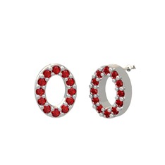 Garnet 8 ayar beyaz altın küpe