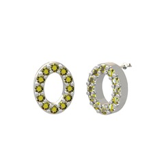 Peridot 18 ayar beyaz altın küpe