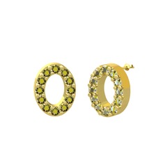 Nola Elips Küpe - Peridot 8 ayar altın küpe #rsylar