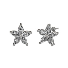 Swarovski 8 ayar beyaz altın küpe