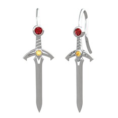Garnet ve sitrin 925 ayar gümüş küpe