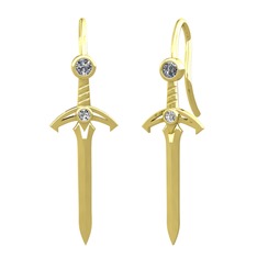 Kılıç Küpe - Pırlanta ve swarovski 925 ayar altın kaplama gümüş küpe (0.16 karat) #11b0uy1
