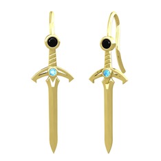 Siyah zirkon ve akuamarin 18 ayar altın küpe