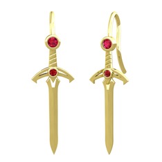 Kılıç Küpe - Rodolit garnet ve garnet 18 ayar altın küpe #12p1vnh