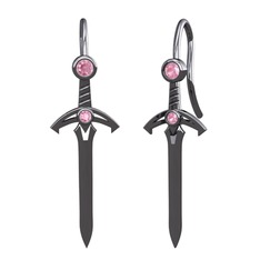 Pembe kuvars 925 ayar siyah rodyum kaplama gümüş küpe