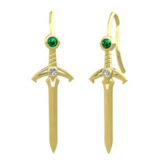 Yeşil kuvars ve swarovski 925 ayar altın kaplama gümüş küpe