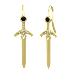 Kılıç Küpe - Siyah zirkon ve swarovski 14 ayar altın küpe #140gzd2