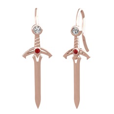 Swarovski ve garnet 8 ayar rose altın küpe