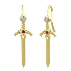 Swarovski ve garnet 18 ayar altın küpe