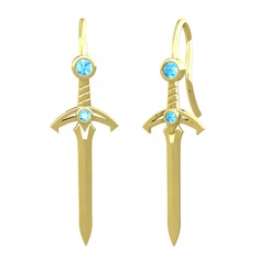 Kılıç Küpe - Akuamarin 14 ayar altın küpe #15n0jnh