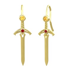 Sitrin ve garnet 8 ayar altın küpe