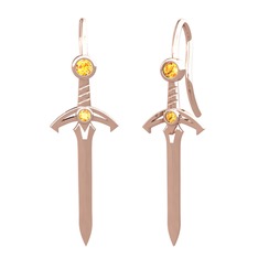 Kılıç Küpe - Sitrin 18 ayar rose altın küpe #17d7cpm