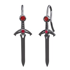 Garnet ve rodolit garnet 925 ayar siyah rodyum kaplama gümüş küpe