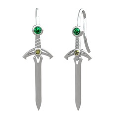 Kılıç Küpe - Yeşil kuvars ve peridot 925 ayar gümüş küpe #1a5at1t