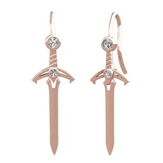 Kılıç Küpe - Swarovski ve beyaz zirkon 925 ayar rose altın kaplama gümüş küpe #1bu9rnj