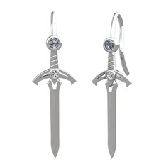 Kılıç Küpe - Pırlanta ve swarovski 18 ayar beyaz altın küpe (0.16 karat) #1c3jcdm