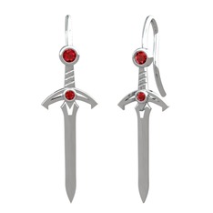 Garnet 8 ayar beyaz altın küpe