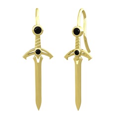 Kılıç Küpe - Siyah zirkon 14 ayar altın küpe #1g13nx4