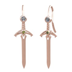 Kılıç Küpe - Pırlanta ve peridot 925 ayar rose altın kaplama gümüş küpe (0.16 karat) #1iuux47