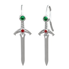 Kılıç Küpe - Yeşil kuvars ve garnet 925 ayar gümüş küpe #1jc67no