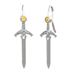Sitrin ve swarovski 925 ayar gümüş küpe