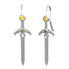 Kılıç Küpe - Sitrin ve peridot 18 ayar beyaz altın küpe #1m50cad