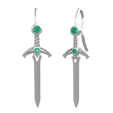 Kök zümrüt 18 ayar beyaz altın küpe