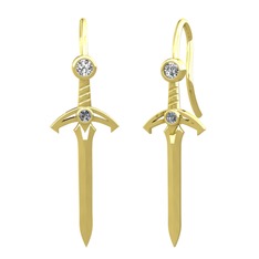 Kılıç Küpe - Swarovski ve pırlanta 8 ayar altın küpe (0.072 karat) #1ohsjk5