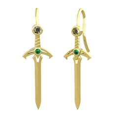 Peridot ve yeşil kuvars 925 ayar altın kaplama gümüş küpe