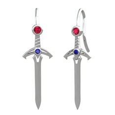 Kılıç Küpe - Rodolit garnet ve lab safir 925 ayar gümüş küpe #1sm5cde