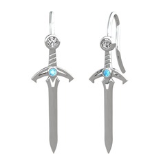 Swarovski ve akuamarin 18 ayar beyaz altın küpe