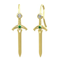 Swarovski ve yeşil kuvars 8 ayar altın küpe