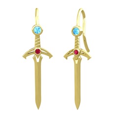 Kılıç Küpe - Akuamarin ve rodolit garnet 925 ayar altın kaplama gümüş küpe #1wzzf87