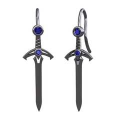 Kılıç Küpe - Lab safir 925 ayar siyah rodyum kaplama gümüş küpe #1xxasoy