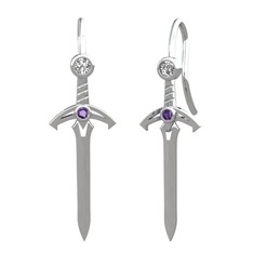 Kılıç Küpe - Swarovski ve ametist 925 ayar gümüş küpe #23jcqr