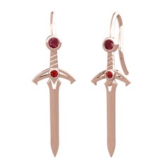 Kılıç Küpe - Kök yakut ve garnet 14 ayar rose altın küpe #2x72s6